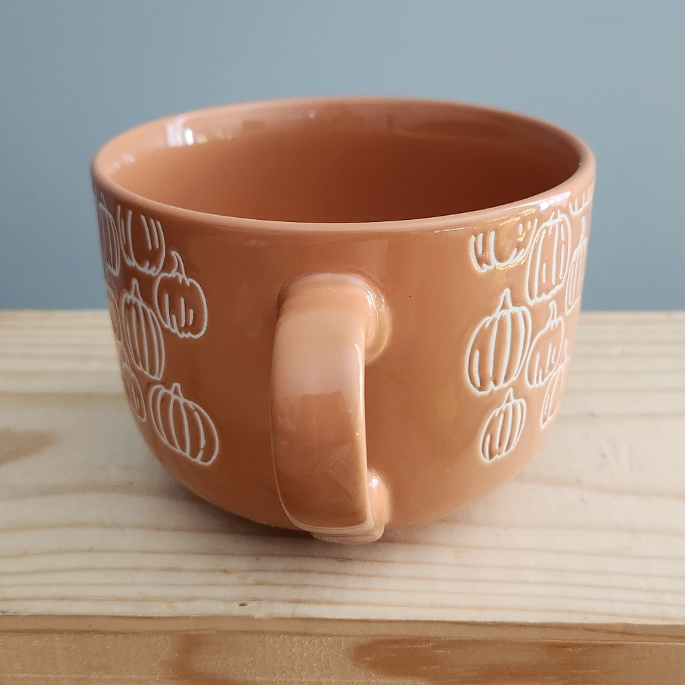 Fall Pumpkin Oversized Ceramic Terracotta Color Mug - Picture 2 of 15
